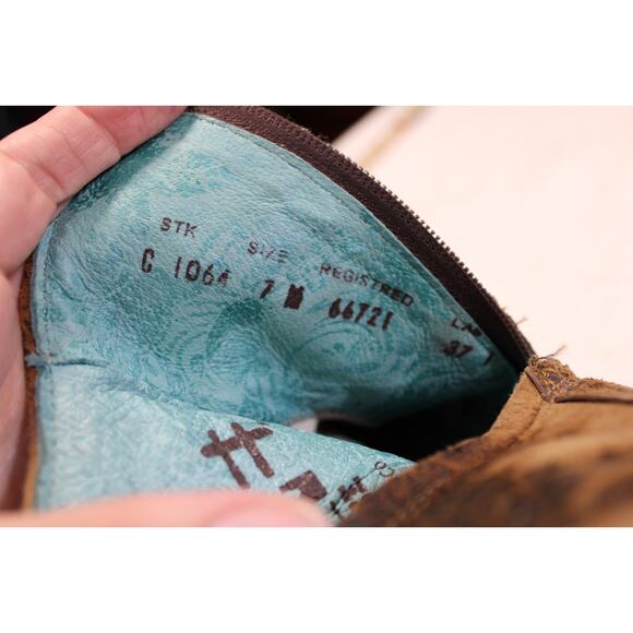 Corral Vintage-Distressed Cowboy Ankle Boots 7m - Picture 5 of 5